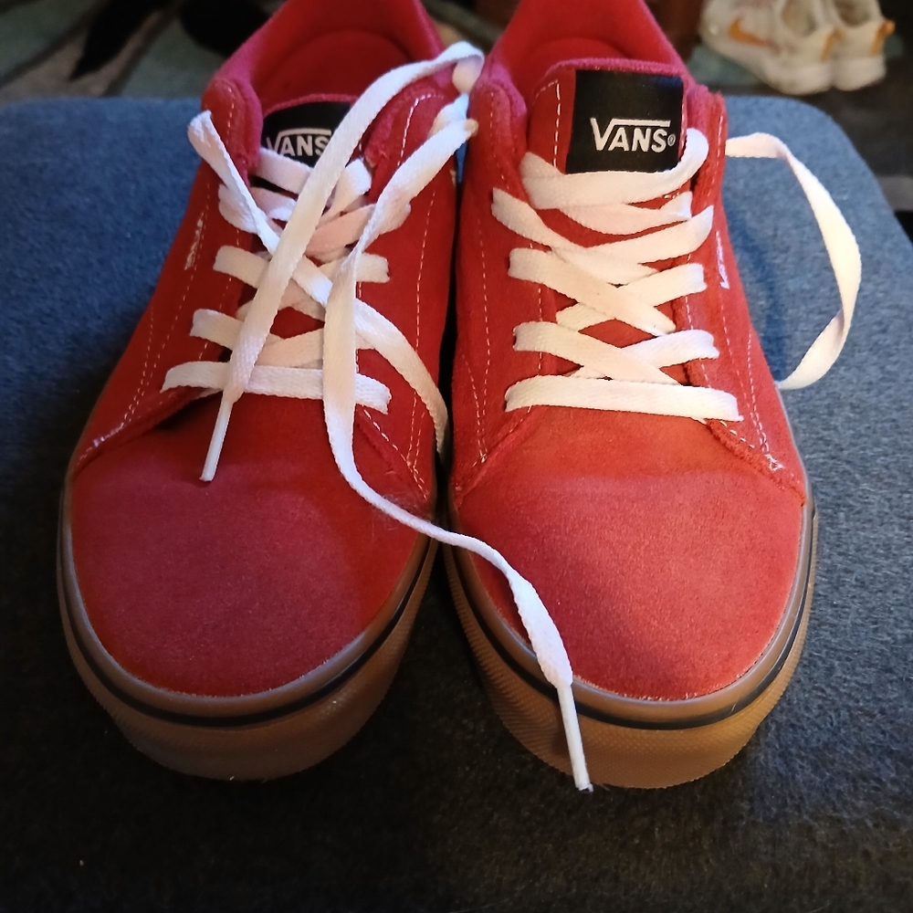 Red suede vans